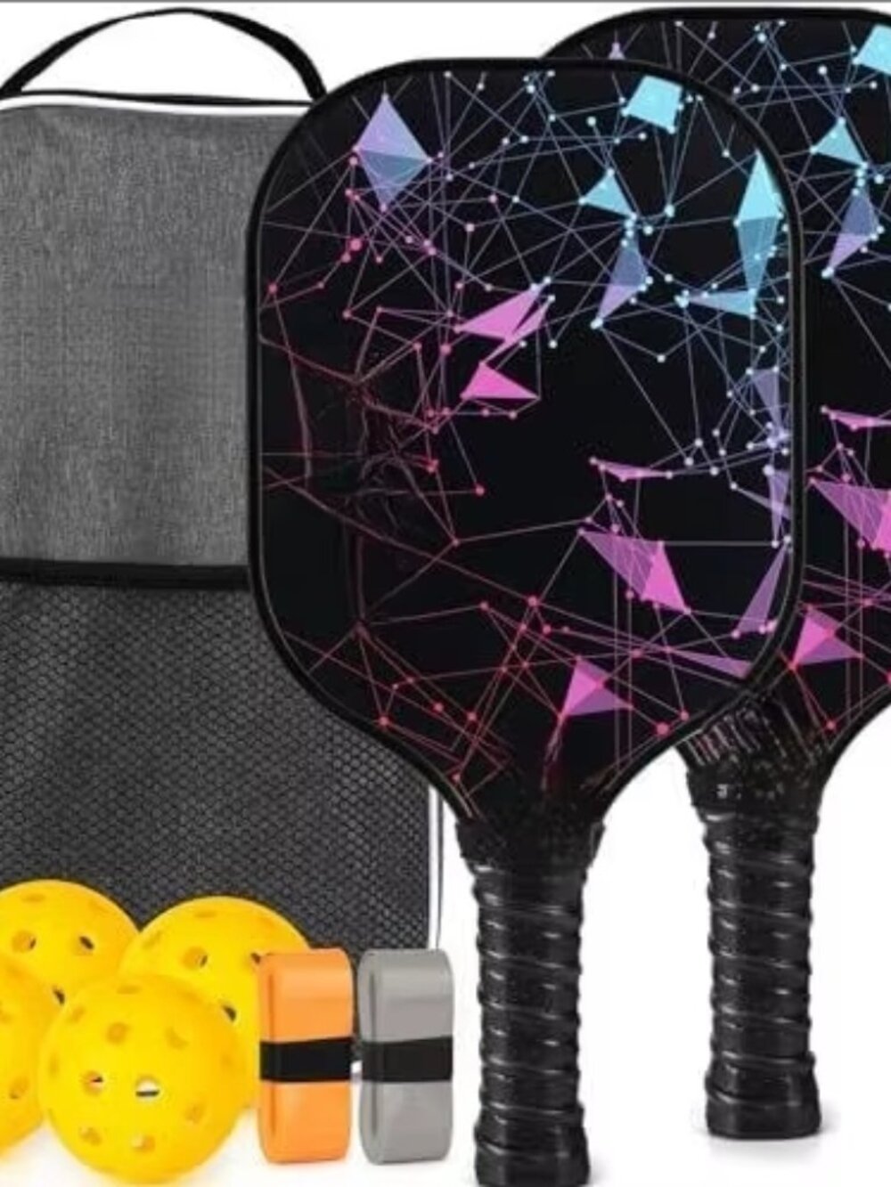 USAPA Pickleball Paddles Set:4 Outdoor Balls, PU Leather Carry Bag